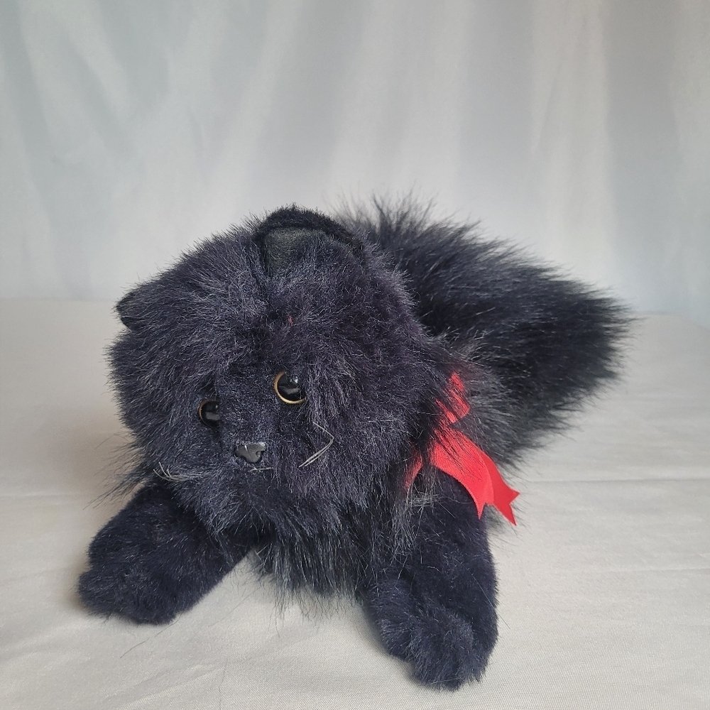 VTG 1987 Ty Classic Black Long Hair Persian Realistic Cat Plush Licorice 18"